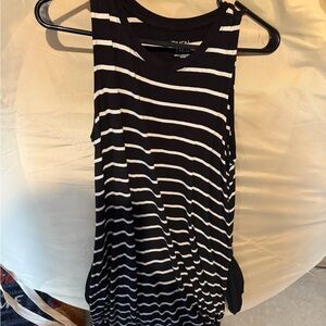 Time and Tru Black and White Striped Tank Top